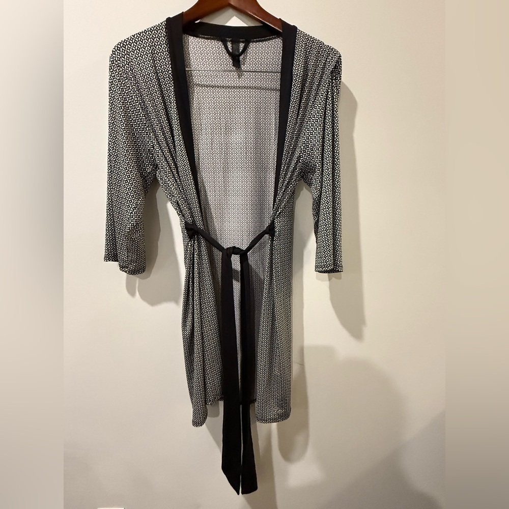 Elegant Sheer Black and White Robe